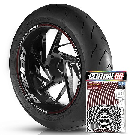 Adesivo Friso de Roda M1 +  Palavra MOTO 650 + Interno G Aprilia - Filete Vinho