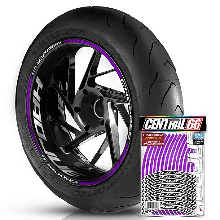 Adesivo Friso de Roda M1 +  Palavra CHOPPER + Interno G Haojue - Filete Roxo