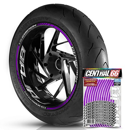 Adesivo Friso de Roda M1 +  Palavra CHAMPION + Interno G Bajaj - Filete Roxo