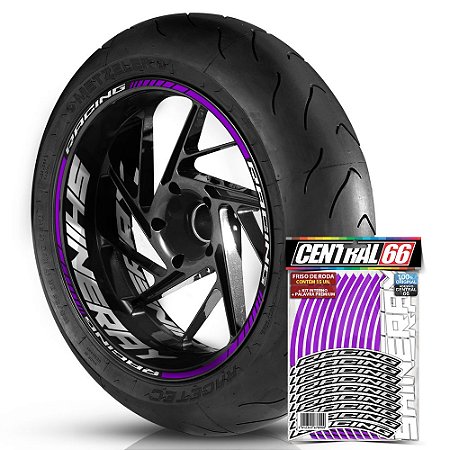 Adesivo Friso de Roda M1 +  Palavra RACING + Interno G Shineray - Filete Roxo