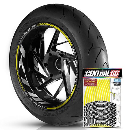 Adesivo Friso de Roda M1 +  Palavra EXC-F 250 SIX DAYS + Interno G KTM - Filete Amarelo