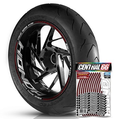 Adesivo Friso de Roda M1 +  Palavra BIZ 125 KS + Interno G Honda - Filete Vinho