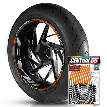Adesivo Friso de Roda M1 +  Palavra FY125Y + Interno G FYM - Filete Laranja Refletivo