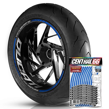 Adesivo Friso de Roda M1 +  Palavra SPORTCLASSIC SPORT 1000 + Interno G Ducati - Filete Azul Refletivo
