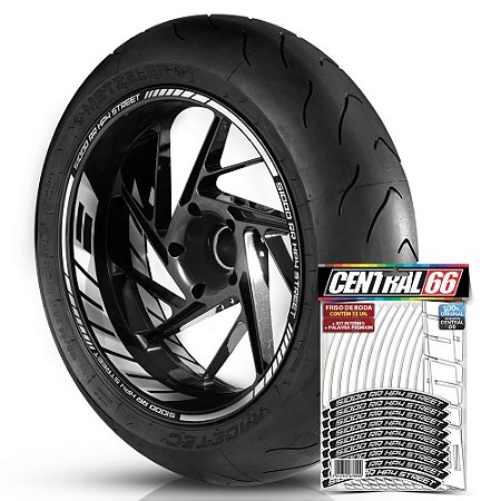 Adesivo Friso de Roda M1 +  Palavra S1000 RR HP4 STREET + Interno G BMW - Filete Branco