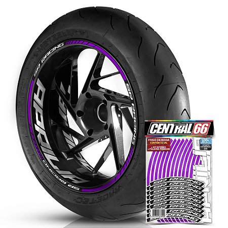 Adesivo Friso de Roda M1 +  Palavra SR RACING + Interno G Aprilia - Filete Roxo