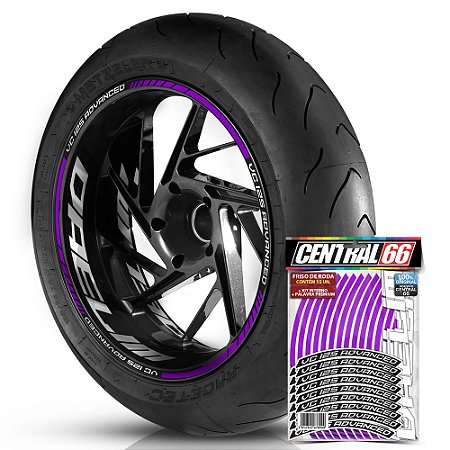 Adesivo Friso de Roda M1 +  Palavra VC 125 ADVANCED + Interno G Daelim - Filete Roxo