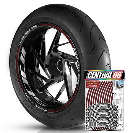 Adesivo Friso de Roda M1 +  Palavra WARRIOR 250 + Interno G Iros - Filete Vinho