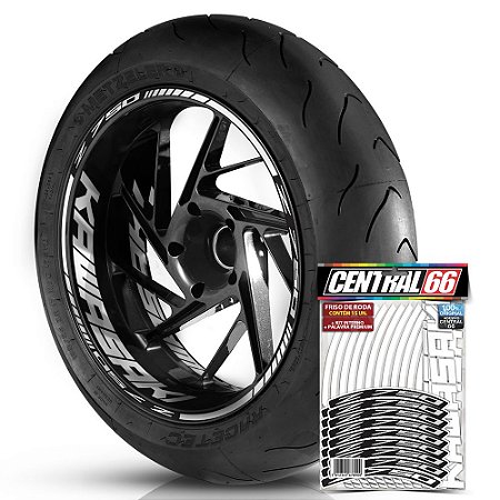 Adesivo Friso de Roda M1 +  Palavra Z 750 + Interno G Kawasaki - Filete Branco
