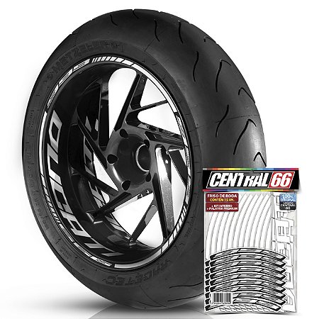 Adesivo Friso de Roda M1 +  Palavra 999 + Interno G Ducati - Filete Branco