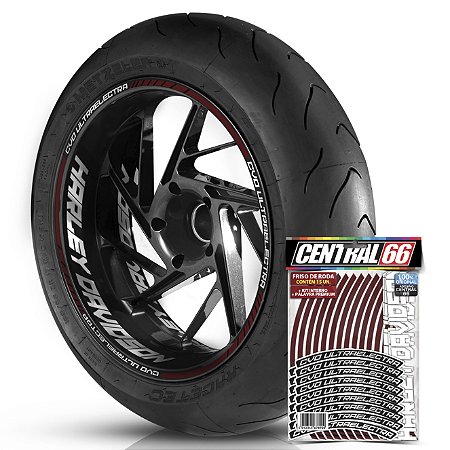 Adesivo Friso de Roda M1 +  Palavra CVO ULTRAELECTRA + Interno G Harley Davidson - Filete Vinho