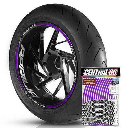 Adesivo Friso de Roda M1 +  Palavra RSV MILLE 1000 + Interno G Aprilia - Filete Roxo