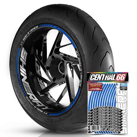 Adesivo Friso de Roda M1 +  Palavra XY 50Q-2 VENICE + Interno G Shineray - Filete Azul Refletivo