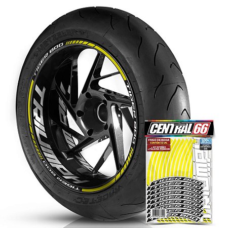 Adesivo Friso de Roda M1 +  Palavra TIGER 800 + Interno G Triumph - Filete Amarelo