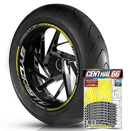 Adesivo Friso de Roda M1 +  Palavra TRICICLO II TOP + Interno G byCristo - Filete Amarelo