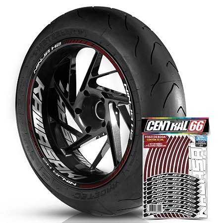 Adesivo Friso de Roda M1 +  Palavra NINJA H2 + Interno G Kawasaki - Filete Vinho