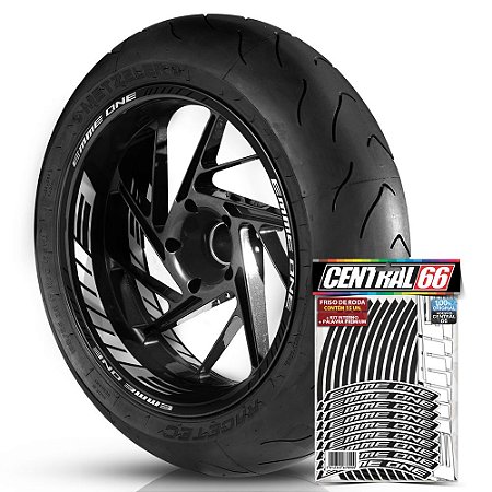 Adesivo Friso de Roda M1 +  Palavra EMME ONE + Interno G Emme - Filete Preto