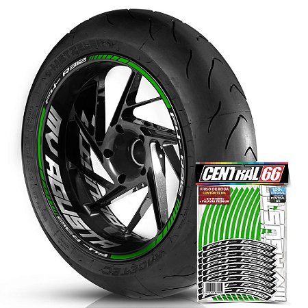 Adesivo Friso de Roda M1 +  Palavra F4- R312 + Interno G MV Agusta - Filete Verde Refletivo