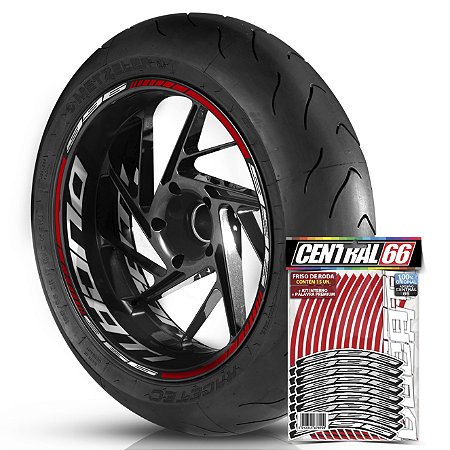 Adesivo Friso de Roda M1 +  Palavra 996 + Interno G Ducati - Filete Vermelho Refletivo
