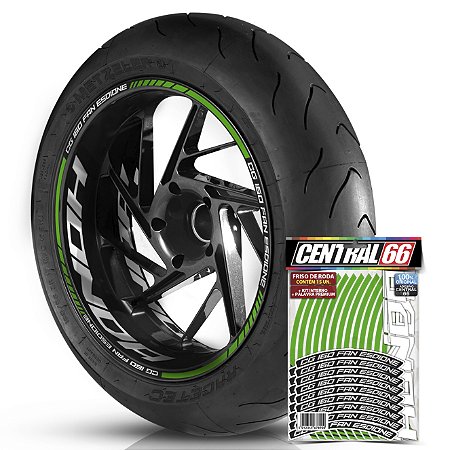 Adesivo Friso de Roda M1 +  Palavra CG 160 FAN ESDIONE + Interno G Honda - Filete Verde Refletivo