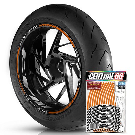 Adesivo Friso de Roda M1 +  Palavra FY 150 + Interno G FYM - Filete Laranja Refletivo