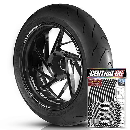 Adesivo Friso de Roda M1 +  Palavra CHIEF + Interno P Indian - Filete Preto