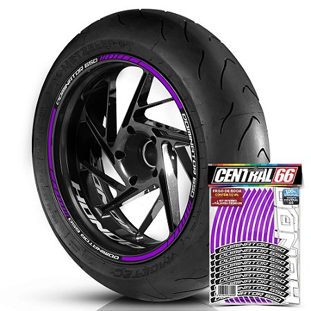 Adesivo Friso de Roda M1 +  Palavra DOMINATOR 650 + Interno P Honda - Filete Roxo