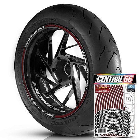 Adesivo Friso de Roda M1 +  Palavra DOMINATOR 650 + Interno P Honda - Filete Vinho