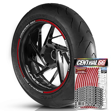 Adesivo Friso de Roda M1 +  Palavra ERGON 50 + Interno P Sundown - Filete Vermelho Refletivo