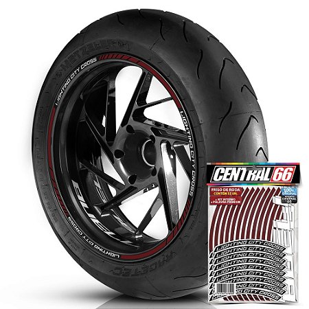 Adesivo Friso de Roda M1 +  Palavra LIGHTNING CITY CROSS + Interno P Buell - Filete Vinho