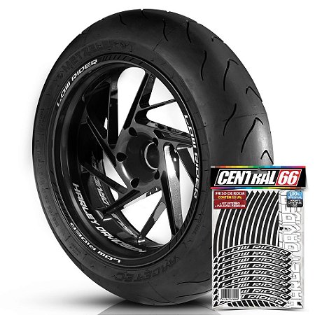 Adesivo Friso de Roda M1 +  Palavra LOW RIDER + Interno P Harley Davidson - Filete Preto