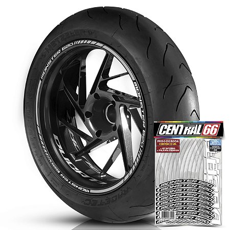 Adesivo Friso de Roda M1 +  Palavra MONSTER 620 + Interno P Ducati - Filete Prata Refletivo