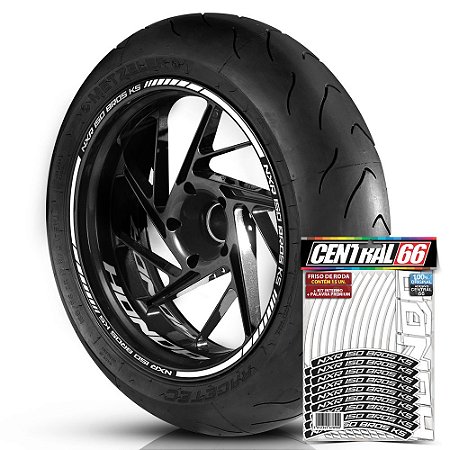 Adesivo Friso de Roda M1 +  Palavra NXR 150 BROS KS + Interno P Honda - Filete Branco