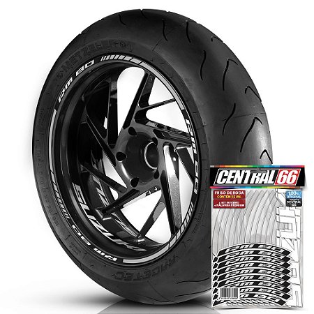 Adesivo Friso de Roda M1 +  Palavra RM 80 + Interno P Suzuki - Filete Prata Refletivo