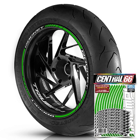 Adesivo Friso de Roda M1 +  Palavra ROCKET + Interno P Triumph - Filete Verde Refletivo