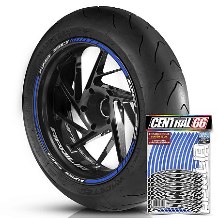 Adesivo Friso de Roda M1 +  Palavra RS 50 + Interno P Aprilia - Filete Azul Refletivo
