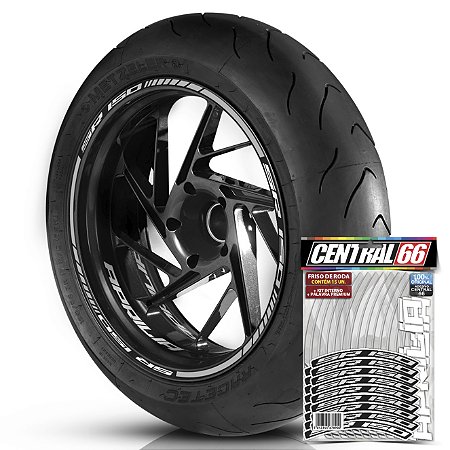 Adesivo Friso de Roda M1 +  Palavra SR 150 + Interno P Aprilia - Filete Prata Refletivo