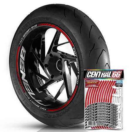 Adesivo Friso de Roda M1 +  Palavra TNT SPORT EVO + Interno G Benelli - Filete Vermelho Refletivo