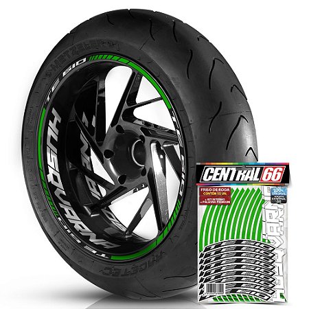 Adesivo Friso de Roda M1 +  Palavra TE 610 + Interno G Husqvarna - Filete Verde Refletivo