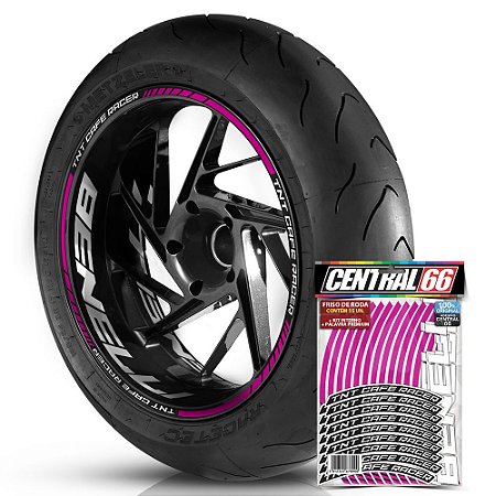 Adesivo Friso de Roda M1 +  Palavra TNT CAFE RACER + Interno G Benelli - Filete Rosa