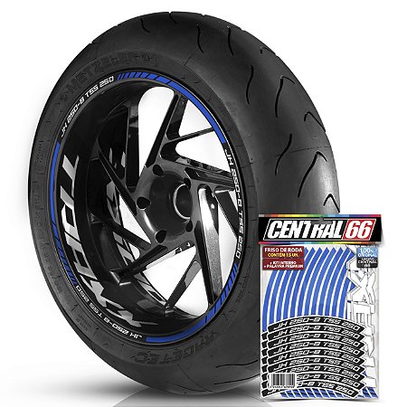 Adesivo Friso de Roda M1 +  Palavra Traxx JH 250 8 TSS 250 + Interno G TRAXX - Filete Azul Refletivo