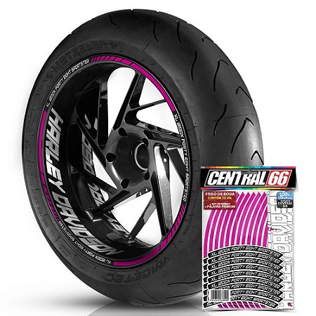 Adesivo Friso de Roda M1 +  Palavra XL 1200X FORTY EIGHT SPORTSTER + Interno G Harley Davidson - Filete Rosa