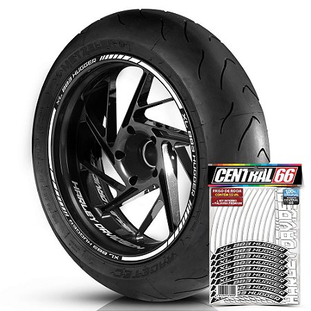 Adesivo Friso de Roda M1 +  Palavra XL 883 HUGGER + Interno P Harley Davidson - Filete Branco