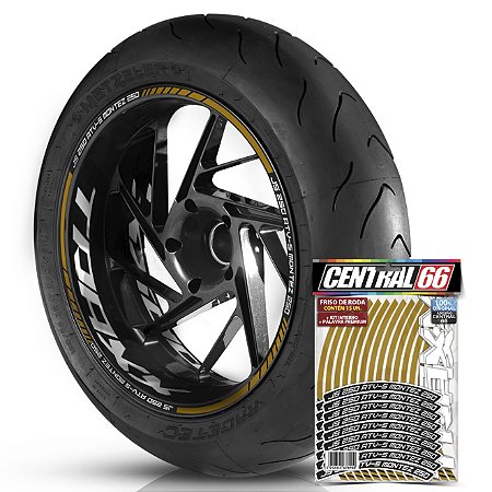 Adesivo Friso de Roda M1 +  Palavra Traxx JS 250 ATV 5 MONTEZ 250 + Interno G TRAXX - Filete Dourado Refletivo