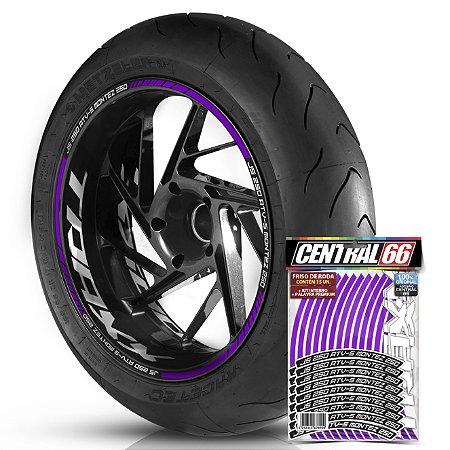 Adesivo Friso de Roda M1 +  Palavra Traxx JS 250 ATV 5 MONTEZ 250 + Interno G TRAXX - Filete Roxo
