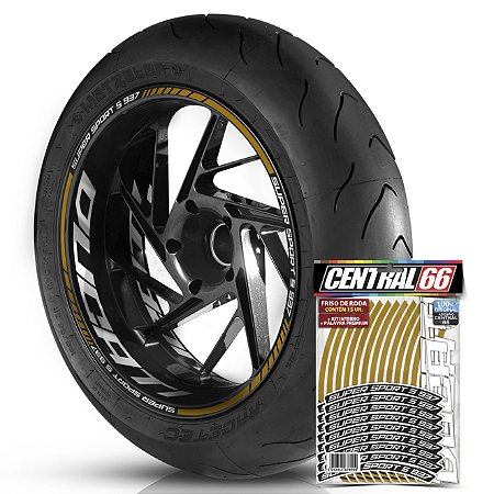 Adesivo Friso de Roda M1 +  Palavra SUPER SPORT S 937 + Interno G Ducati - Filete Dourado Refletivo