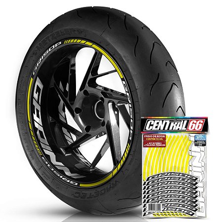 Adesivo Friso de Roda M1 +  Palavra GR150P + Interno G Garinni - Filete Amarelo