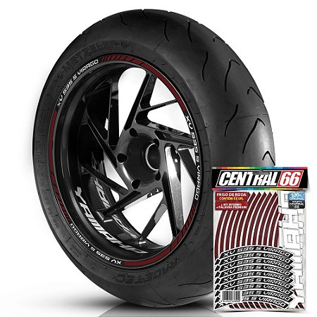 Adesivo Friso de Roda M1 +  Palavra XV 535 S VIRAGO + Interno P Yamaha - Filete Vinho