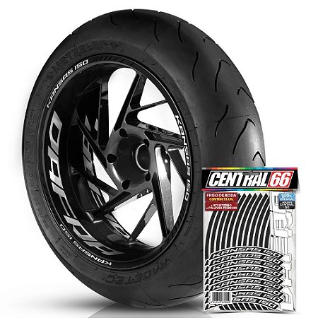 Adesivo Friso de Roda M1 +  Palavra KANSAS 150 + Interno G Dafra - Filete Preto