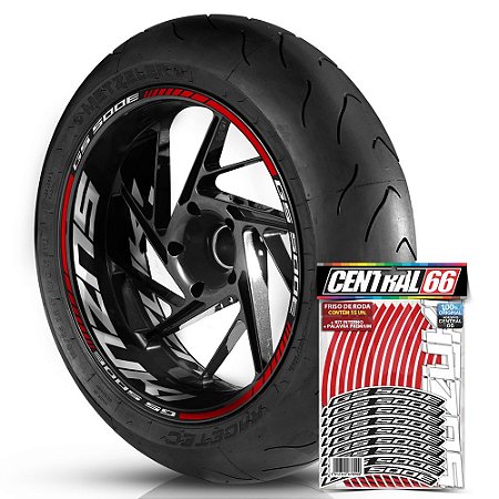Adesivo Friso de Roda M1 +  Palavra GS 500E + Interno G Suzuki - Filete Vermelho Refletivo